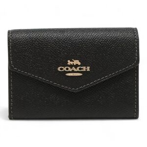 NWT Coach Flap Card Case CH487 In Black
